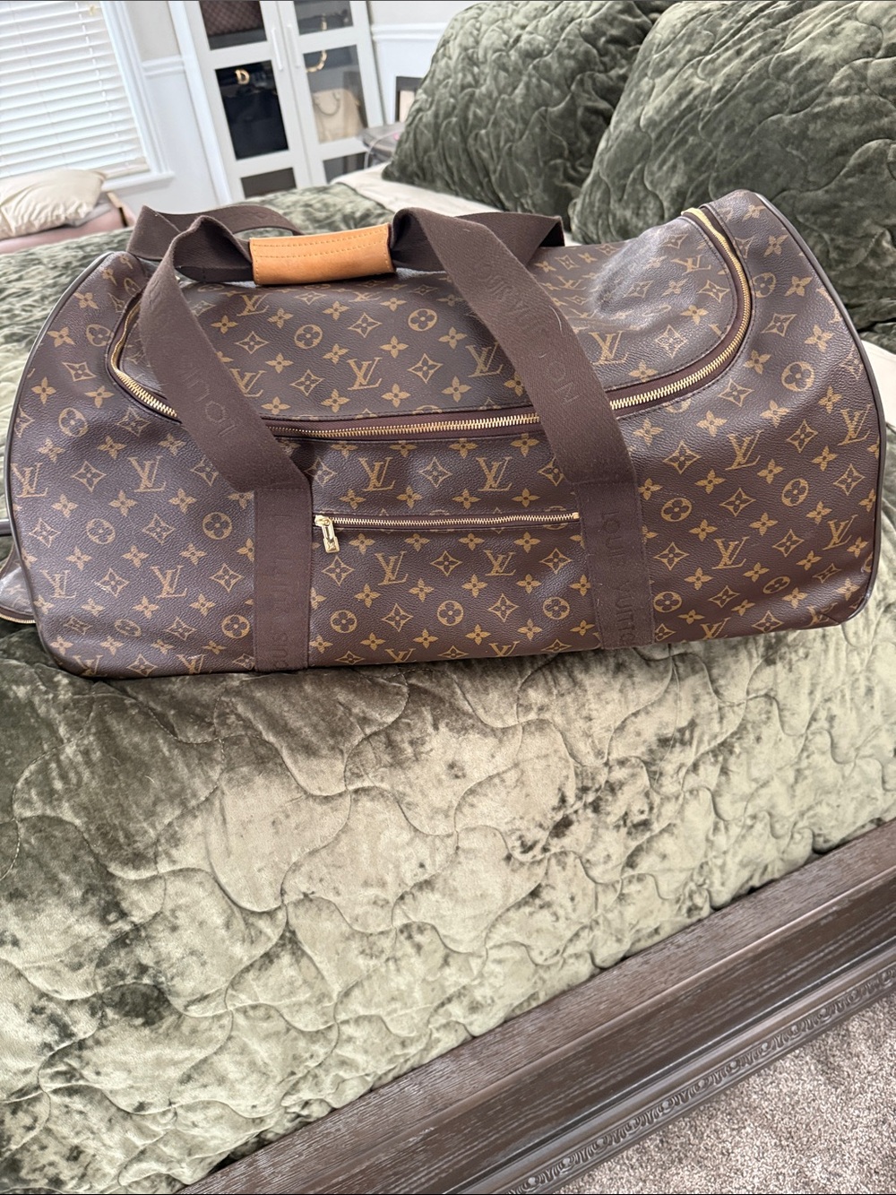 Louis Vuitton Monogram Canvas Duffel in Brown and Gold Accents